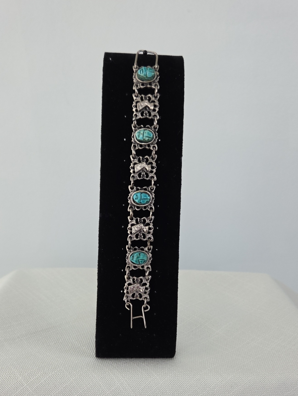Vintage Eyptian Bracelet with Turquoise Stones. 6 1/2 in long